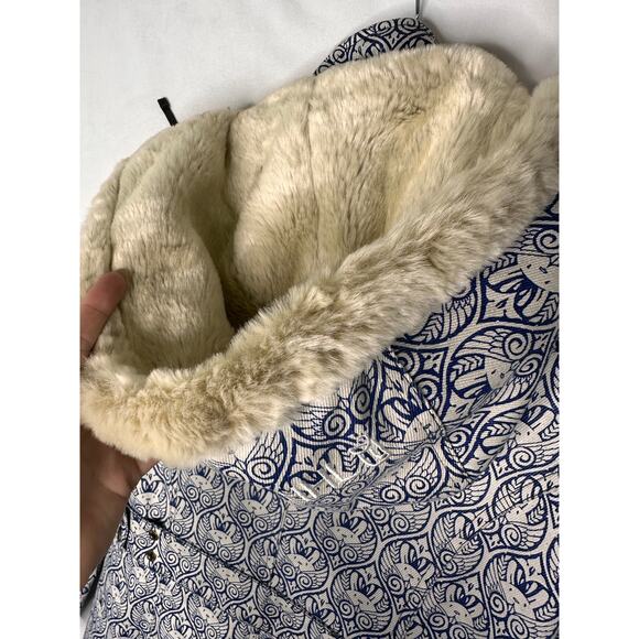 Hemp HoodLamb Limited Edition Jeremy Fish Rabbit Bunny Print Long coat Small - Picture 6 of 11